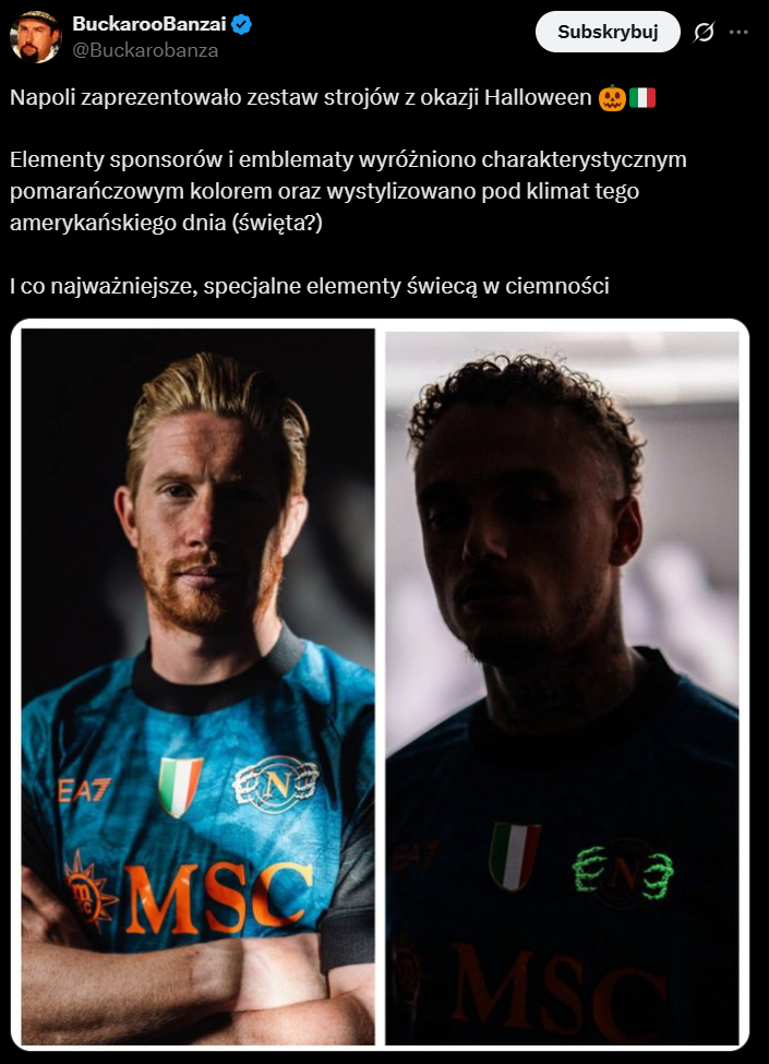 Napoli wypuszcza koszulki, które m.in. ŚWIECĄ W CIEMNOŚCI!